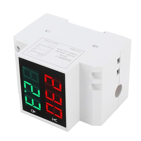 AC DIN Rail Meter, Single Phase Dual LED Display Voltmeter Ammeter Voltage Current Meter with 0.5 Inch Large Font for Easy Reading, 80 300V 0.1 99.9A in Saudi Arabia