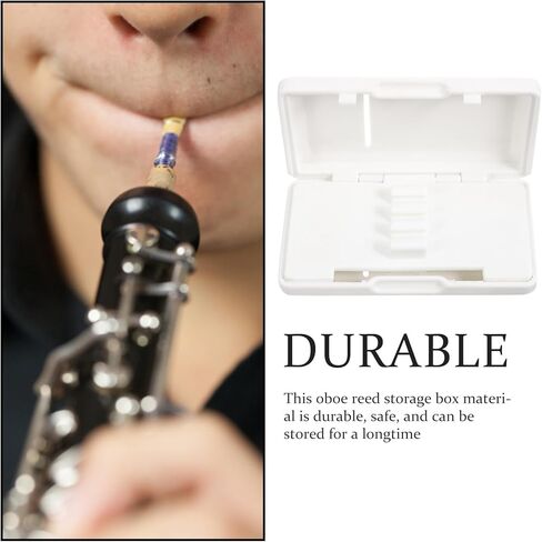 minkissy Oboe Reed Case 6-slot Portable White Oboe Reed Holder Storage Box for Wind Instrument Accessories in Kuwait