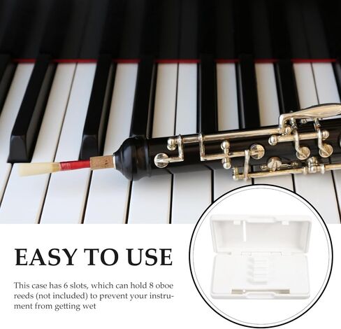 minkissy Oboe Reed Case 6-slot Portable White Oboe Reed Holder Storage Box for Wind Instrument Accessories in Kuwait