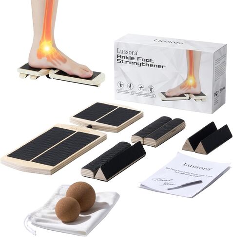 Foot & Ankle Strengthener Kit – Ankle Balance Board for Strength, Stability, Mobility & Injury Recovery – Complete Set with Beginner & Advanced Bars, 2 sizes Cork Balls, Manual & Carry Bag in Kuwait