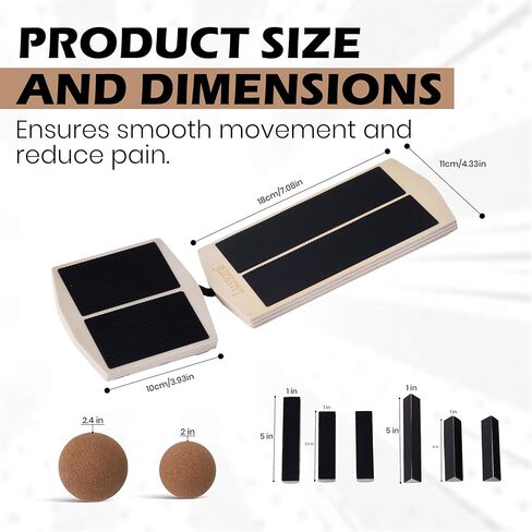 Foot & Ankle Strengthener Kit – Ankle Balance Board for Strength, Stability, Mobility & Injury Recovery – Complete Set with Beginner & Advanced Bars, 2 sizes Cork Balls, Manual & Carry Bag in Kuwait