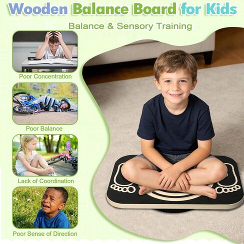 Balance Board Maze for Kids, 17.5-Inch Wobble Board Rocking Seesaw Sensory Training with 6 Balls, Non-Slip Pedals Indoor Outdoor for Boys Girls in Kuwait