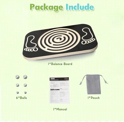 Balance Board Maze for Kids, 17.5-Inch Wobble Board Rocking Seesaw Sensory Training with 6 Balls, Non-Slip Pedals Indoor Outdoor for Boys Girls in Kuwait