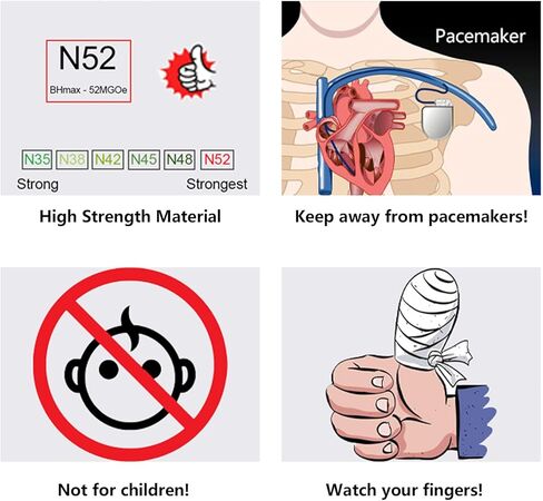 N52 Magnets - 1/2" D x 3/8" H - 16 Pack, Powerful Rare Earth Magnets,Super Strong Neodymium Disc Magnet for Fridge, Office, Building, Scientific, Crafts and DIY Thick Strong Magnet in Kuwait