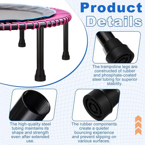 8 Pcs 7.5 x 0.8 Inches Universal Trampoline Replacement Legs with Rubber Covers Pad Stainless Steel Leg Tube Mini Trampoline Tube Accessories Bounce Part in Kuwait