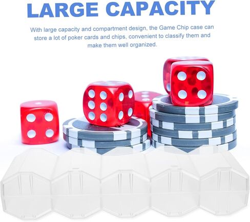 Vaguelly Transparent Poker Chip Storage Box with Compartment Design Game Cards Holder for Organizing Poker Chips Cards and Dice in Kuwait