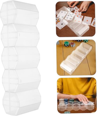 Vaguelly Transparent Poker Chip Storage Box with Compartment Design Game Cards Holder for Organizing Poker Chips Cards and Dice in Kuwait