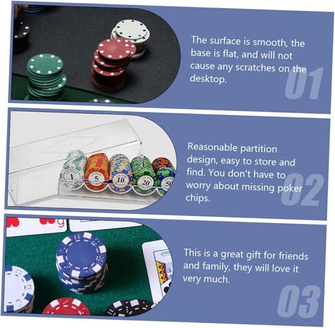 Poker Chips Organizer with Cover 100-Piece Chips Tray Storage Container for Gamers Easy Access for Tournaments and Home Use in Kuwait