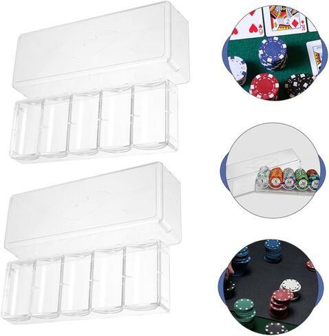 Poker Chips Organizer with Cover 100-Piece Chips Tray Storage Container for Gamers Easy Access for Tournaments and Home Use in Kuwait