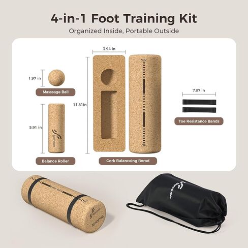 Sportneer Cork Balance Board with Storage Bag – Cork Foot Massage & Balance Trainer Set for Foot Pain Relief, Physical Therapy, Foot Strengthening & Arch Training, Improve Balance & Stability, Boost Ankle Strength in Kuwait