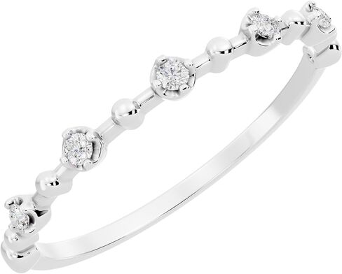 Dazzlingrock Collection 0.05 Cttw Round White Diamond Minimalist Vintage Style Stackable Wedding Band for Women in 925 Sterling Silver in Saudi Arabia