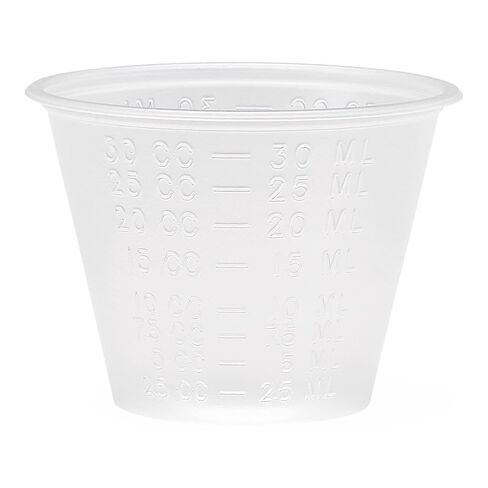 Graduated Plastic Medicine Cup, 30 mL, Graduated in mL and cc,100,Sleeve,DYND90000Z in Saudi Arabia
