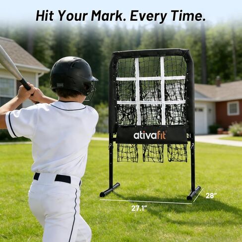 شبكة رمي البيسبول المحمولة من ATIVAFIT ذات 9 فتحات لمنطقة الضربة لتدريبات الرماية وممارسة الكرة اللينة والتدريب في الفناء الخلفي in Kuwait