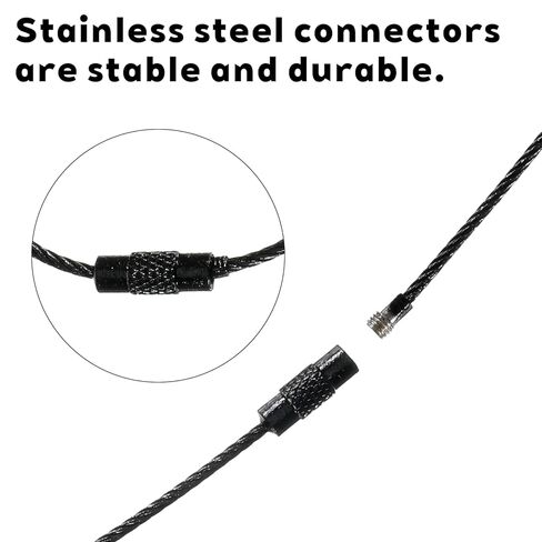25 PCS Black Wire Keychain Cable, Stainless Steel Cable Key Ring Keychain Loop Ring for Luggage Tag Loops, 6 Inch Wire Cables Keychains for Luggage Tag, Keyrings in Saudi Arabia
