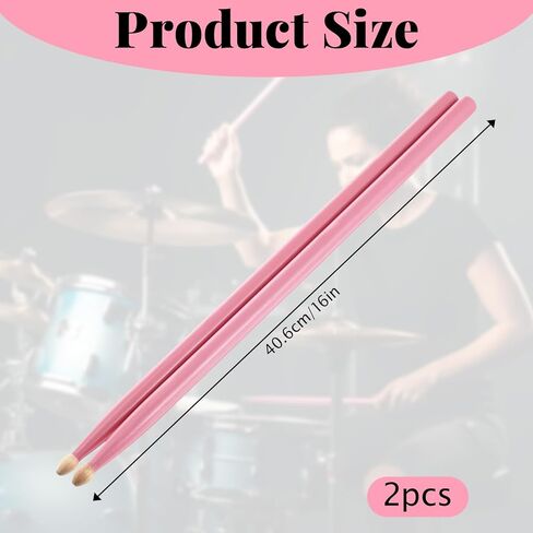 Pink Drumsticks Drum Sticks Pink 5A Drumsticks for Drums Wooden Handles Drum Stick Beginner Drums Sticks Accessories Stuff for Beginners Music Lovers in Kuwait