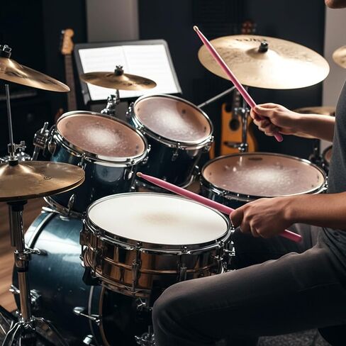 Pink Drumsticks Drum Sticks Pink 5A Drumsticks for Drums Wooden Handles Drum Stick Beginner Drums Sticks Accessories Stuff for Beginners Music Lovers in Kuwait