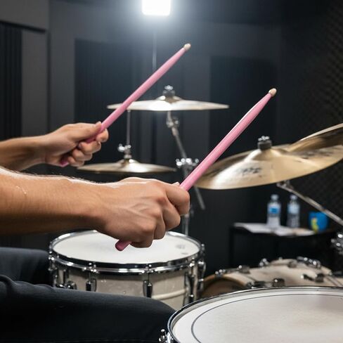 Pink Drumsticks Drum Sticks Pink 5A Drumsticks for Drums Wooden Handles Drum Stick Beginner Drums Sticks Accessories Stuff for Beginners Music Lovers in Kuwait