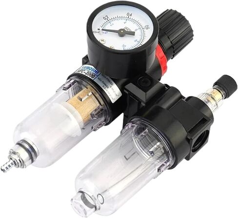 AFC2000 Filter for Compressor Oil Water Separator Regulator Trap Filter Airbrush G1/4 Air Pressure Reducing Valve(AFC w (PC12-02x2)) in Saudi Arabia