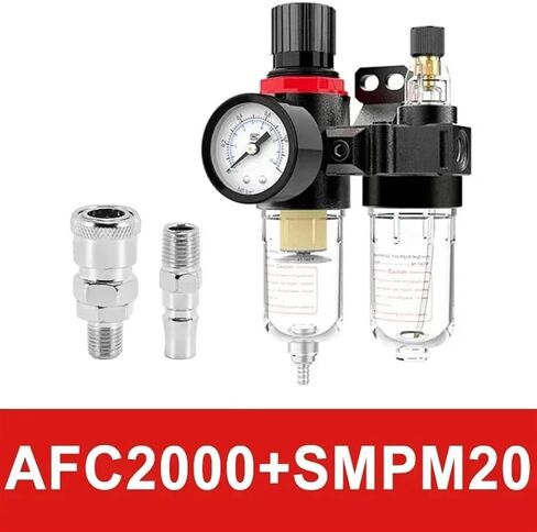 AFC2000 Filter for Compressor Oil Water Separator Regulator Trap Filter Airbrush G1/4 Air Pressure Reducing Valve(AFC w (SM20 PM20)) in Kuwait