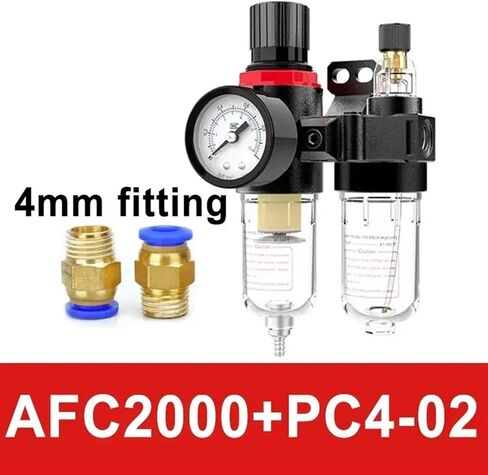 AFC2000 Filter for Compressor Oil Water Separator Regulator Trap Filter Airbrush G1/4 Air Pressure Reducing Valve(AFC w (PC4-02x2)) in Saudi Arabia