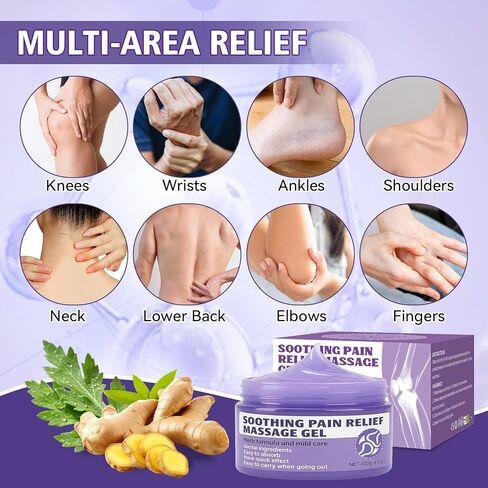 جل مهدئ لتخفيف آلام المفاصل، جل تدليك سريع الامتصاص للركبتين والظهر والكتفين والرقبة وأسفل الظهر واليدين، مكونات طبيعية مع الكركم وزيت الإيمو وتخفيف آلام المفاصل (كبير جدًا، 3.5 أونصة سائلة) in Kuwait