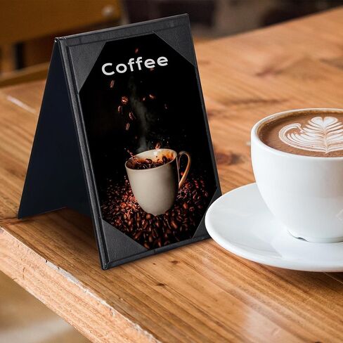 WeChef Table Tents 4 x 6 inch Leatherette PU Leather Menu Covers Double-Sided Frame Menu A-Frame Sign Holders Menu Folders for Restaurant Coffee Cafe Bar Drink Dessert (30 Pack, Black) in Kuwait