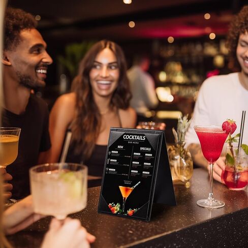 WeChef Table Tents 4 x 6 inch Leatherette PU Leather Menu Covers Double-Sided Frame Menu A-Frame Sign Holders Menu Folders for Restaurant Coffee Cafe Bar Drink Dessert (30 Pack, Black) in Kuwait