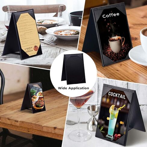 WeChef Table Tents 4 x 6 inch Leatherette PU Leather Menu Covers Double-Sided Frame Menu A-Frame Sign Holders Menu Folders for Restaurant Coffee Cafe Bar Drink Dessert (30 Pack, Black) in Kuwait