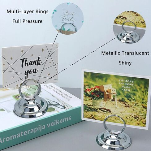 2 Pcs Table Menu Holder Stainless Steel Menu Holder Card Stand Ring Stand Sign Marker Stands for Restaurants Weddings Banquets Conferences Adjustable Height Rustproof Silver Finish in Kuwait