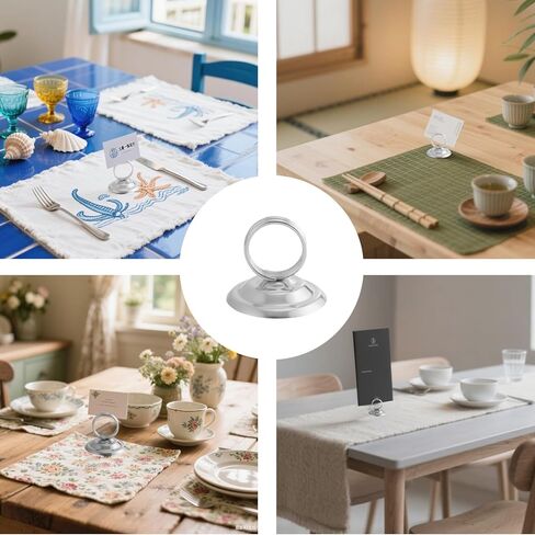 2 Pcs Table Menu Holder Stainless Steel Menu Holder Card Stand Ring Stand Sign Marker Stands for Restaurants Weddings Banquets Conferences Adjustable Height Rustproof Silver Finish in Kuwait