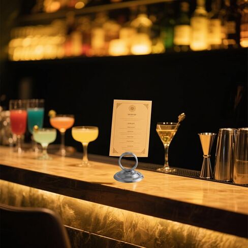 2 Pcs Table Menu Holder Stainless Steel Menu Holder Card Stand Ring Stand Sign Marker Stands for Restaurants Weddings Banquets Conferences Adjustable Height Rustproof Silver Finish in Kuwait