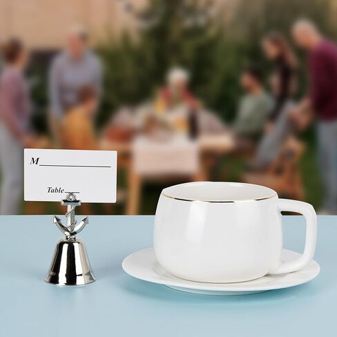 12 قطعة من حامل بطاقات المكان البحري - شكل جرس مرساة السفينة الفضية، حامل صور بطاقة اسم رقم الطاولة المعدنية لحفلات الزفاف على الشاطئ، والحفلات الساحلية، والأحداث ذات الطابع البحري in Kuwait