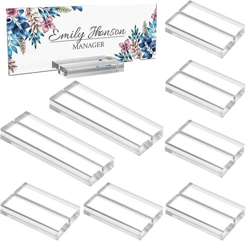 8 PCS Acrylic Stands Clear Place Card Holders, Clear Place Acrylic Stands for Table Numbers Wedding Photos Office Menu Meeting Display (2 Size) in Saudi Arabia