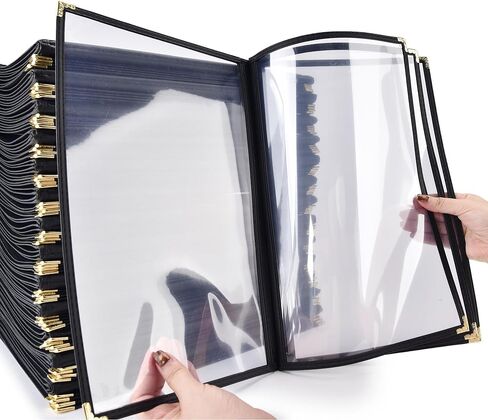 30 حزمة من غلاف قائمة WeChef 4 صفحات 8 عرض مزدوج الغرز يناسب ورق شفاف مقاس 8.5 بوصة × 14 بوصة مقهى بار مطعم أسود in Kuwait