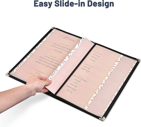 30 حزمة من غلاف قائمة WeChef 4 صفحات 8 عرض مزدوج الغرز يناسب ورق شفاف مقاس 8.5 بوصة × 14 بوصة مقهى بار مطعم أسود in Kuwait