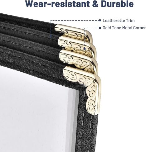 30 حزمة من غلاف قائمة WeChef 4 صفحات 8 عرض مزدوج الغرز يناسب ورق شفاف مقاس 8.5 بوصة × 14 بوصة مقهى بار مطعم أسود in Kuwait