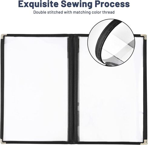 30 حزمة من غلاف قائمة WeChef 4 صفحات 8 عرض مزدوج الغرز يناسب ورق شفاف مقاس 8.5 بوصة × 14 بوصة مقهى بار مطعم أسود in Kuwait