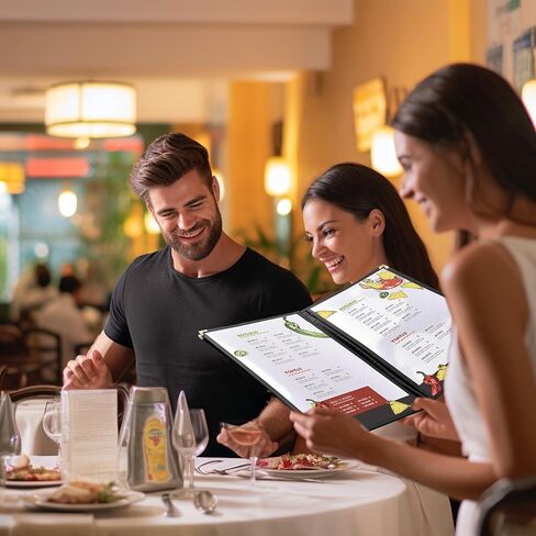 30 حزمة من غلاف قائمة WeChef 4 صفحات 8 عرض مزدوج الغرز يناسب ورق شفاف مقاس 8.5 بوصة × 14 بوصة مقهى بار مطعم أسود in Kuwait