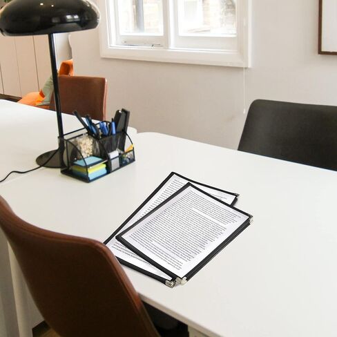 30 حزمة من غلاف قائمة WeChef 4 صفحات 8 عرض مزدوج الغرز يناسب ورق شفاف مقاس 8.5 بوصة × 14 بوصة مقهى بار مطعم أسود in Kuwait