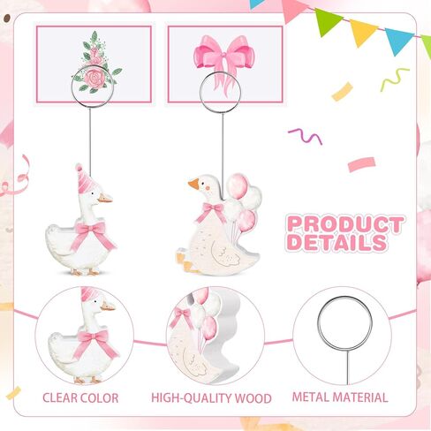 Honoson 12 Pcs Wooden Silly Goose Place Card Holders Double Sided Cute Silly Goose Pattern Table Number Holder Photo Menu Memo Clips Decor for Theme Birthday Party Baby Shower Party in Saudi Arabia