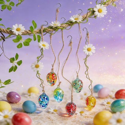 6pcs Hanging Garden Gazing Ball Hand-Blown Glass Witch Ball for Outdoor Patio Décor Hanging Friendship Balls Collectible Figurine Glass Eggs in Kuwait