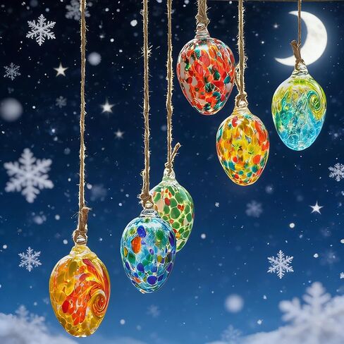 6pcs Hanging Garden Gazing Ball Hand-Blown Glass Witch Ball for Outdoor Patio Décor Hanging Friendship Balls Collectible Figurine Glass Eggs in Kuwait