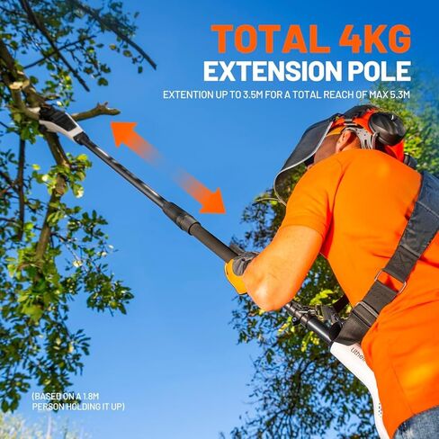 Litheli 20V Pole Saw Battery Powered for Tree Trimming, 8'' Electric Cordless Pole Chain Saw with 2.5Ah Battery for Tree Trimming 28ft/s Cutting Speed for Branch Cutting, Trimming, Pruning in Saudi Arabia