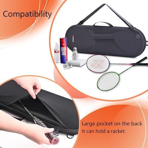 RLSOCO Portable Badminton Racket Case, Single Shoulder Racket Bag for 2 Yonex/Kawasaki/Champion/Senston Racquet and balls | Compact Design with YKK Zipper & Scratch Protection (Case Only) in Saudi Arabia