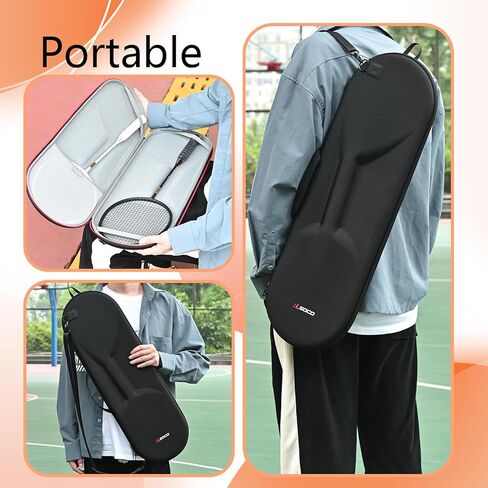 RLSOCO Portable Badminton Racket Case, Single Shoulder Racket Bag for 2 Yonex/Kawasaki/Champion/Senston Racquet and balls | Compact Design with YKK Zipper & Scratch Protection (Case Only) in Saudi Arabia