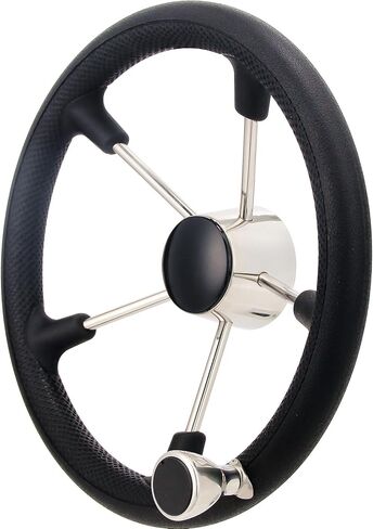 13.5" Boat Steering Wheel with PU Foam Cover with Knob, Stainless Steel Marine Steering Wheel, Universal Fit for Small to Mid-Sized Boats, Fishing & Pontoon Boats in Saudi Arabia