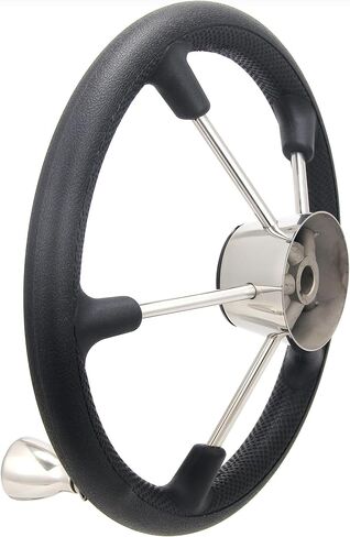 13.5" Boat Steering Wheel with PU Foam Cover with Knob, Stainless Steel Marine Steering Wheel, Universal Fit for Small to Mid-Sized Boats, Fishing & Pontoon Boats in Saudi Arabia