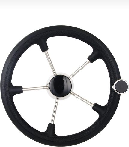 13.5" Boat Steering Wheel with PU Foam Cover with Knob, Stainless Steel Marine Steering Wheel, Universal Fit for Small to Mid-Sized Boats, Fishing & Pontoon Boats in Saudi Arabia