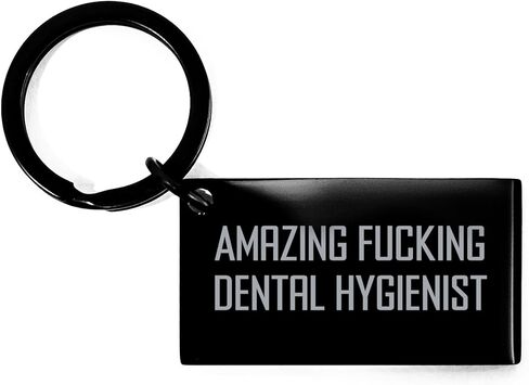 Funny Dental Hygienist Keychain Gifts for Birthday Celebration - 'Amazing F-king Dental Hygienist' Engraved Stainless Steel Keychain for Men, Women, and Friends in Saudi Arabia