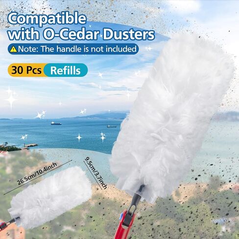 30 Pack Duster Refills Compatible with O-Cedar Flex & Catch Duster, 360° Heavy Duty Disposable Duster Refills Replacement, 3X More Dust Cleaning Than Feather Dusters in Kuwait